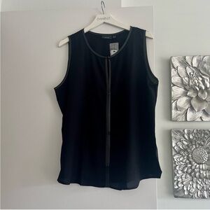 APT 9 Leather Trim Sleeveless Blouse